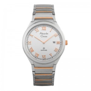 Alexandre Christie AC 8538 Silver Rosegold White Man MDBTRSL Sapphire